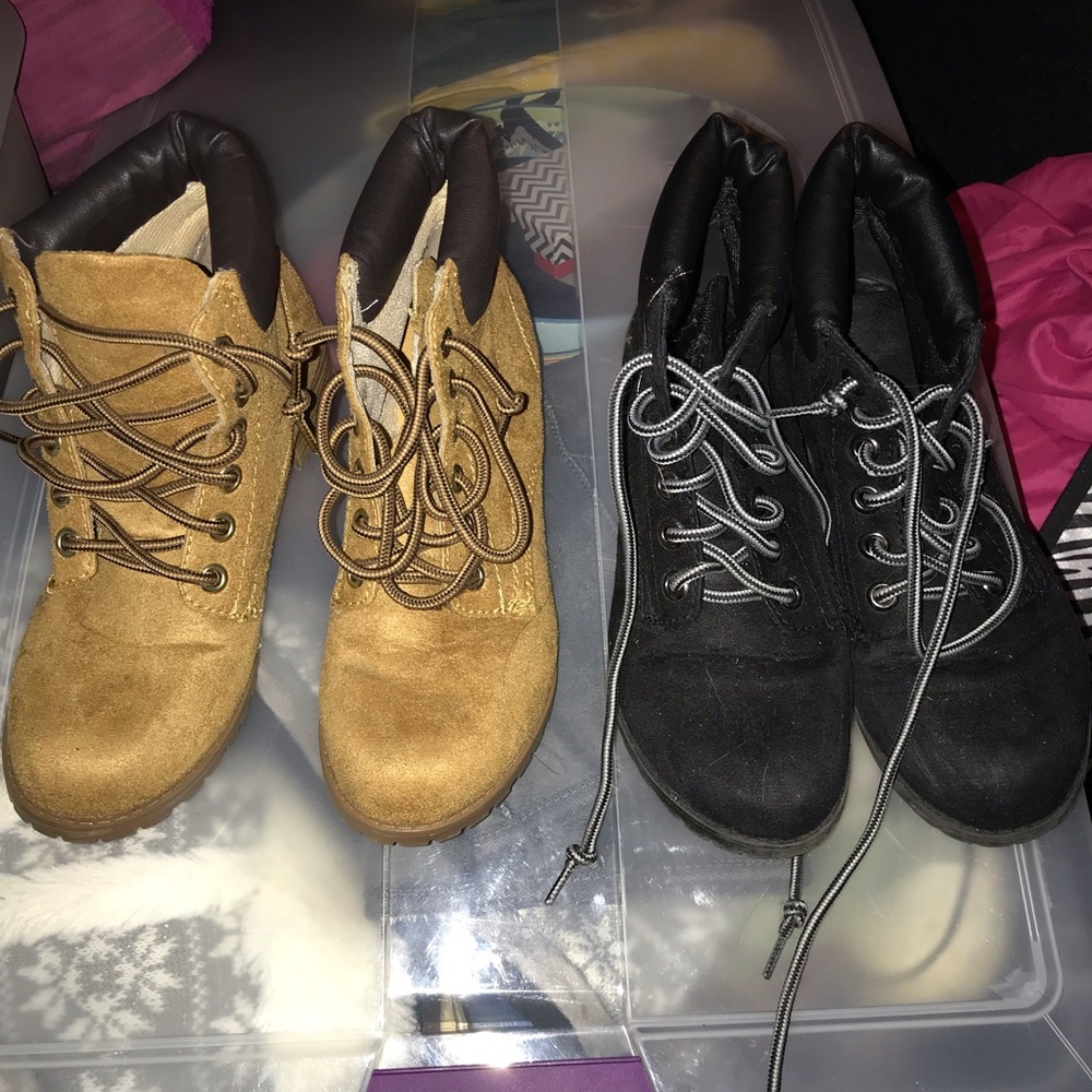 Black and Tan timberland style boots size 8